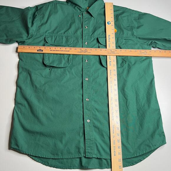 Vintage Bass Pro Shops Fishing Shirt Men’s XL Green Short Sleeve Button Front - Picture 7 of 9